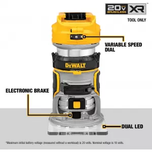 DEWALT 20V Max XR Cordless Router, Brushless, Tool Only (DCW600B)