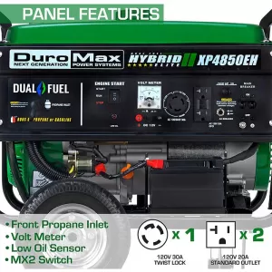 DuroMax XP4850EH Generator-4850 Watt Gas or Propane Powered-Electric Start-Camping &amp; RV Ready