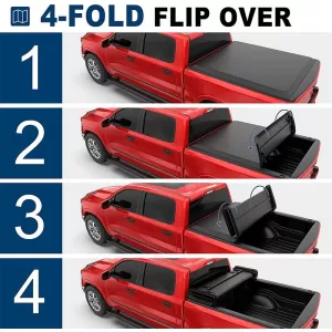 OSIAS Soft Quad Folding Tonneau Cover Compatible with 02-23 Dodge Ram 1500 2500 3500 (Inclu. Classic &amp; New) 