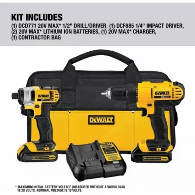 DEWALT 20V Max Cordless Drill Combo Kit, 2-Tool (DCK240C2)