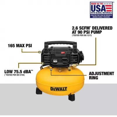 DEWALT Pancake Air Compressor, 6 Gallon, 165 PSI (DWFP55126)
