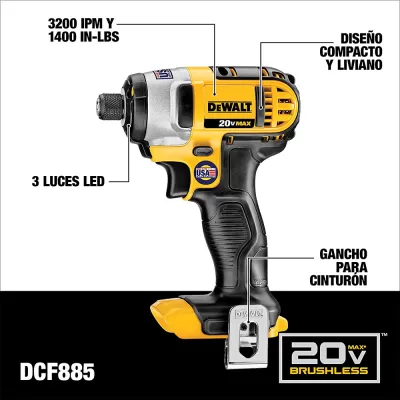 DEWALT 20V Max Impact Driver Kit, 1/4-Inch (DCF885C1) 