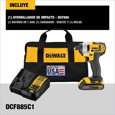 DEWALT 20V Max Impact Driver Kit, 1/4-Inch (DCF885C1) 