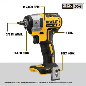 DEWALT 20V MAX XR Cordless Impact Wrench with Hog Ring, 3/8-Inch, Tool Only (DCF890B) 