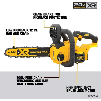 DEWALT 20V MAX* XR Chainsaw, 12-Inch, Tool Only (DCCS620B)