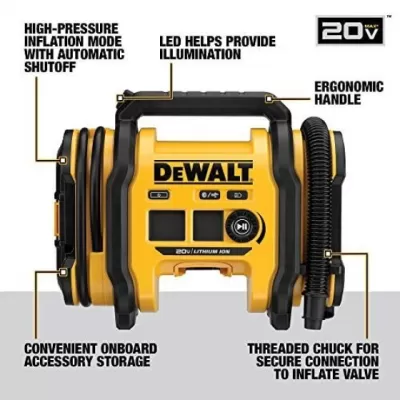 DEWALT 20V MAX Tire Inflator, Automatic Shut Off, LED Light, Bare Tool Only (DCC020IB)