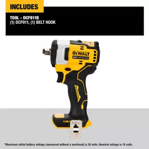 DEWALT DCF911B 20V MAX* 1/2&quot; Impact Wrench with Hog Ring Anvil (Tool Only) 