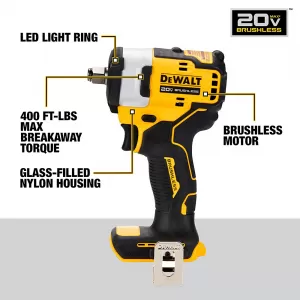 DEWALT DCF911B 20V MAX* 1/2&quot; Impact Wrench with Hog Ring Anvil (Tool Only) 