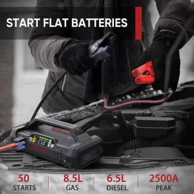 Lokithor JA302 2500A 22800mAh 12-Volt Car Battery Jump Starter With Air Compressor