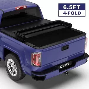 OSIAS Soft Quad FOLD Tonneau Cover Compatible with 2002-2023 Dodge Ram 1500 2500 3500 Fleetside 